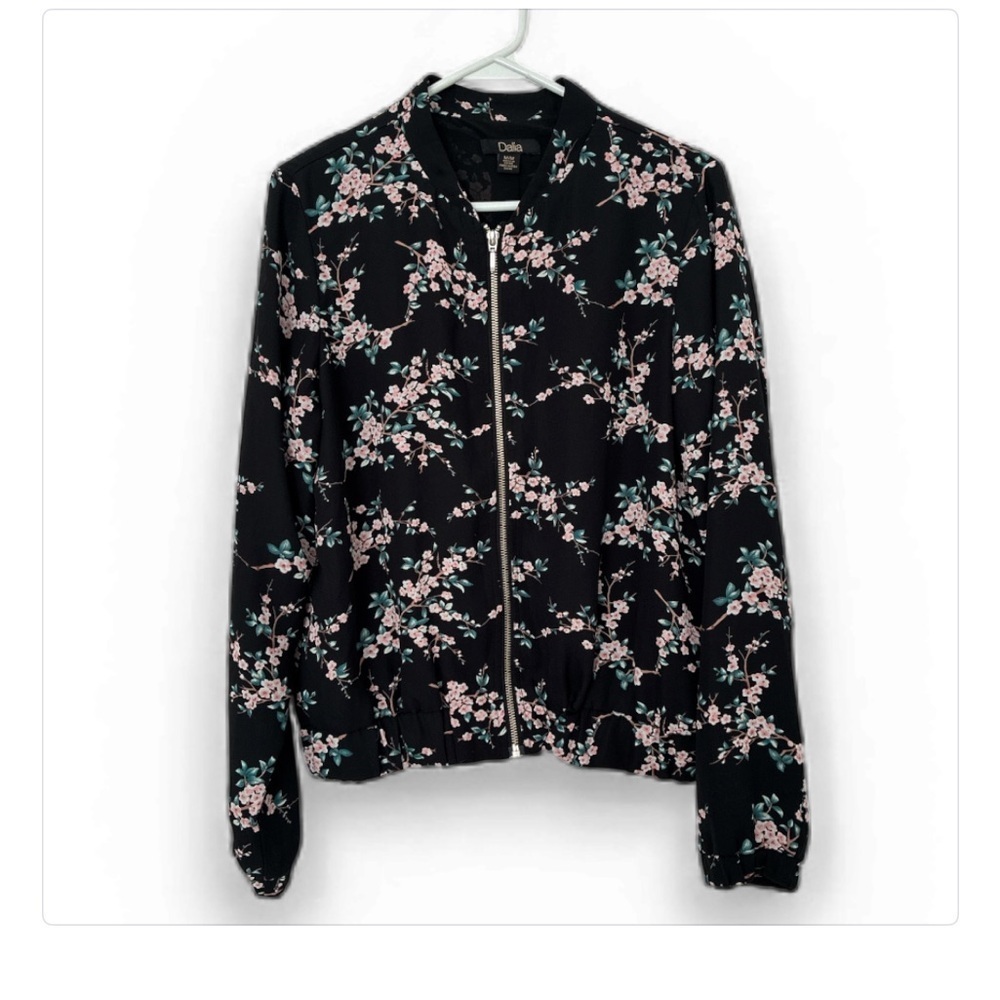 Dalia Black Floral Bomber Jacket size medium